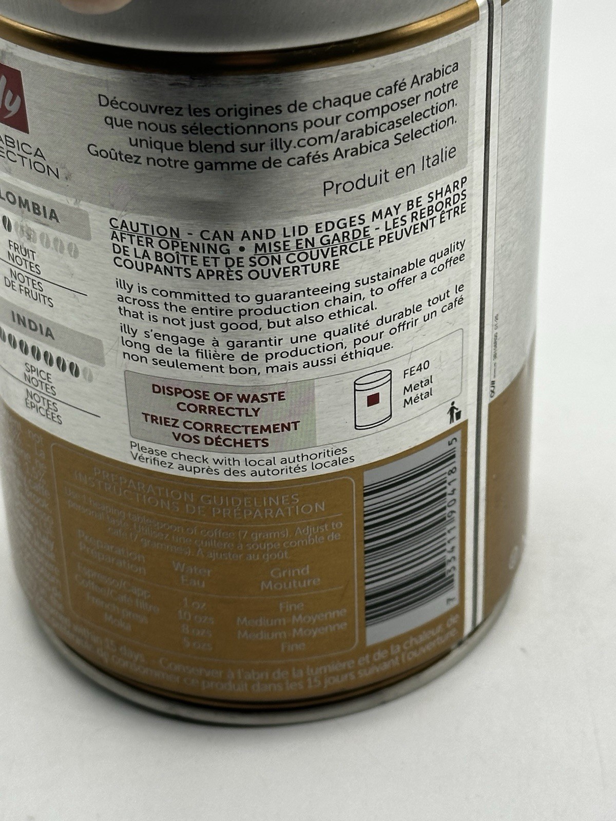 Illy Arabica Selection Costa Rica Whole Bean Coffee 8.8oz Can Honey Notes Sweet