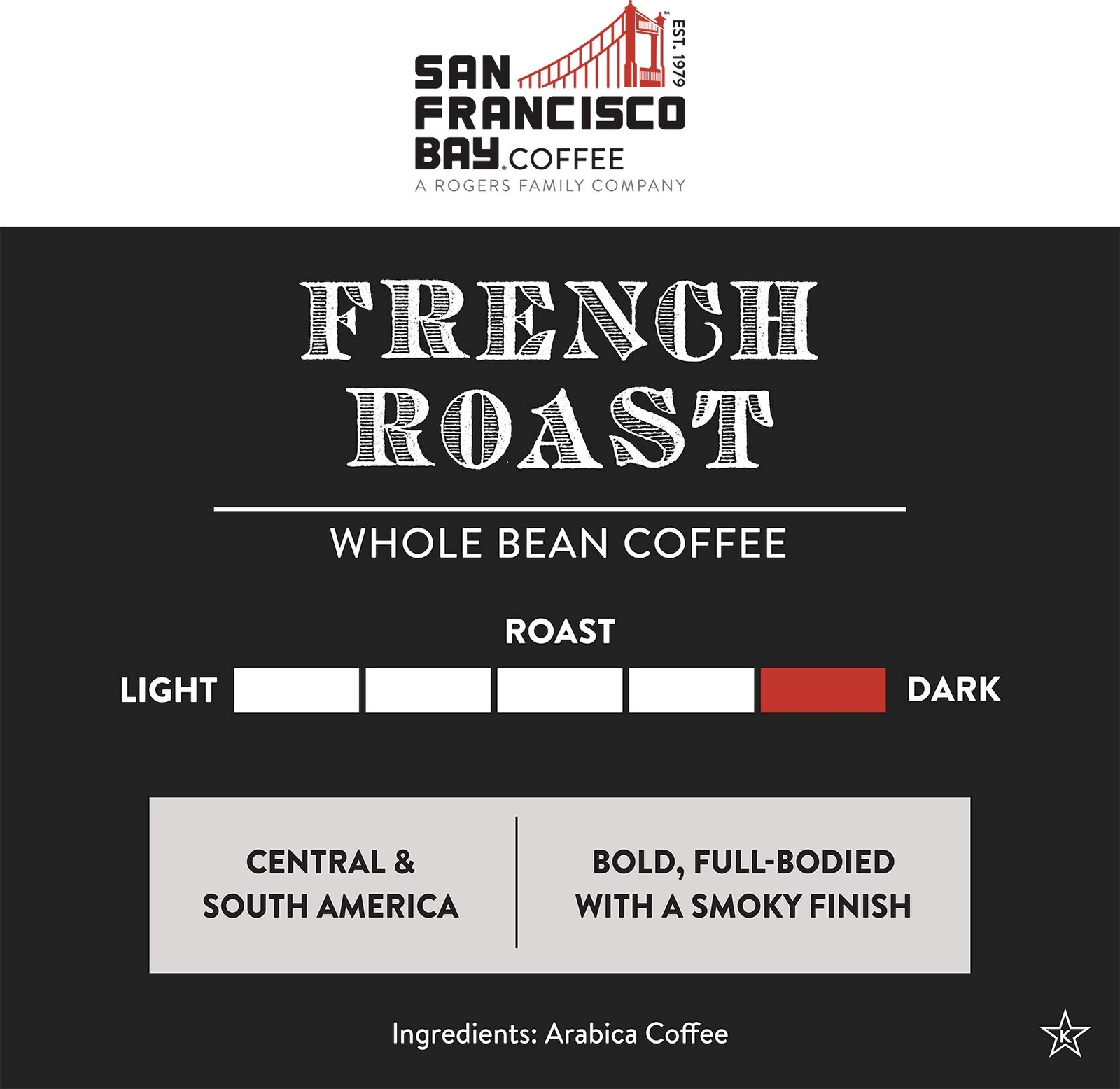 San Francisco Bay French Roast Whole Bean Coffee 908g – Dark Roast