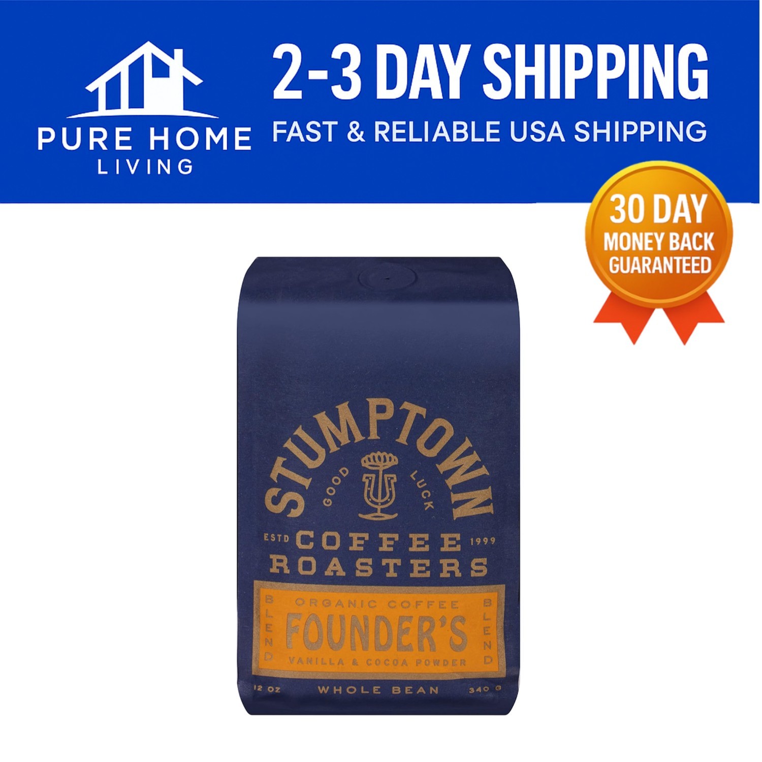 Stumptown Founder’s Blend Organic Whole Bean Coffee – 12 oz, Vanilla & Cocoa