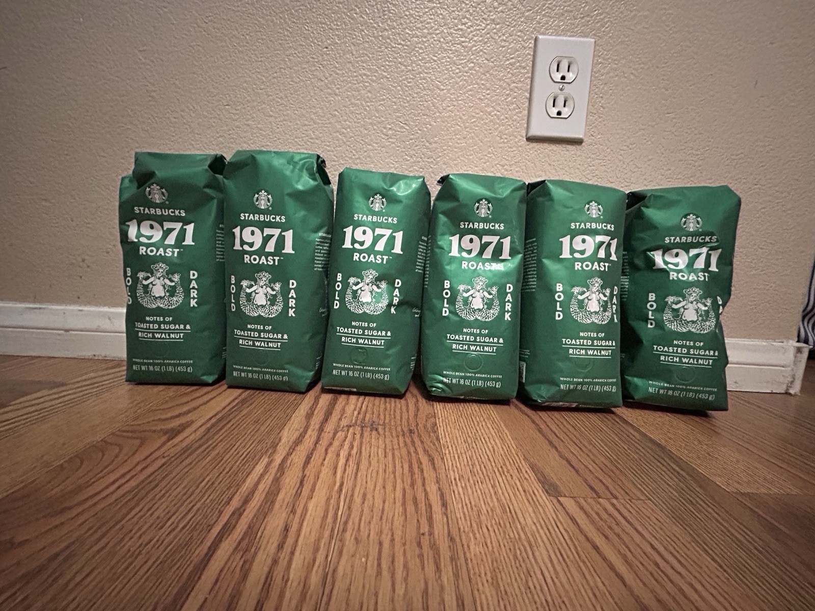 Starbucks 1971 Roast Dark Whole Bean Coffee 16 oz (1 lb) Lot of 6 – New Sealed