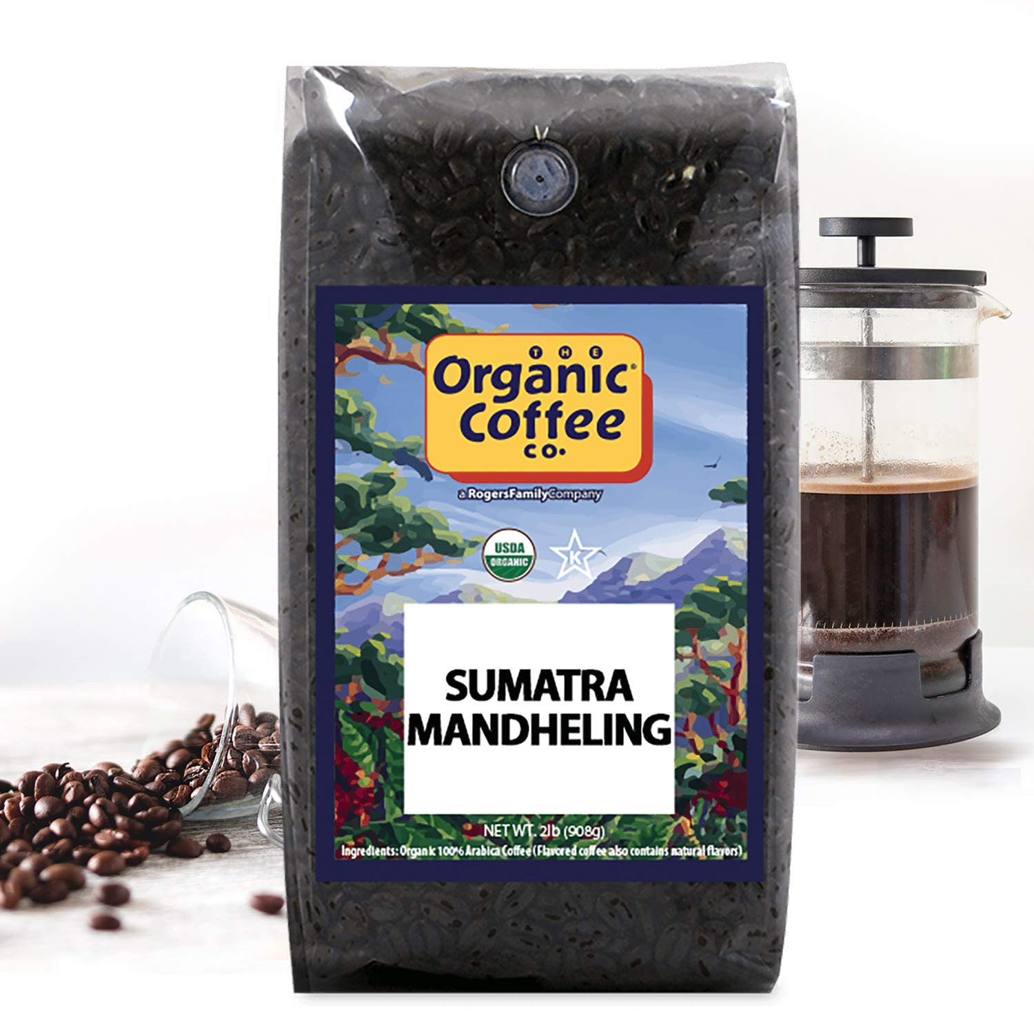 Sumatra Mandheling Whole Bean Coffee 2LB (32 Ounce) Medium Light Roast USDA Orga