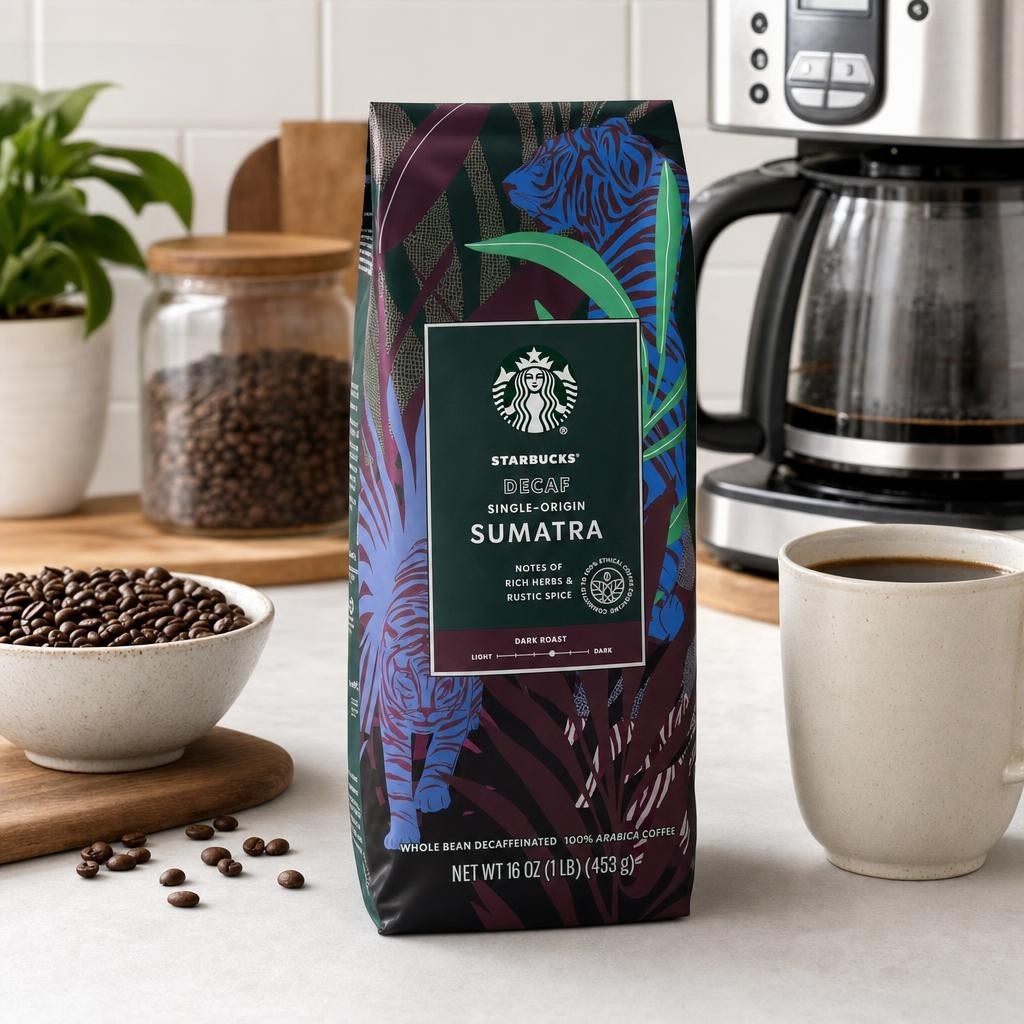 Starbucks Whole Bean Coffee, Decaf Sumatra, 16-Ounce Bag