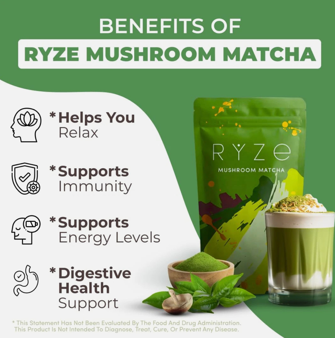 3 Pack Organic Mushroom Matcha – 30 Servings Sealed Free Shipping !