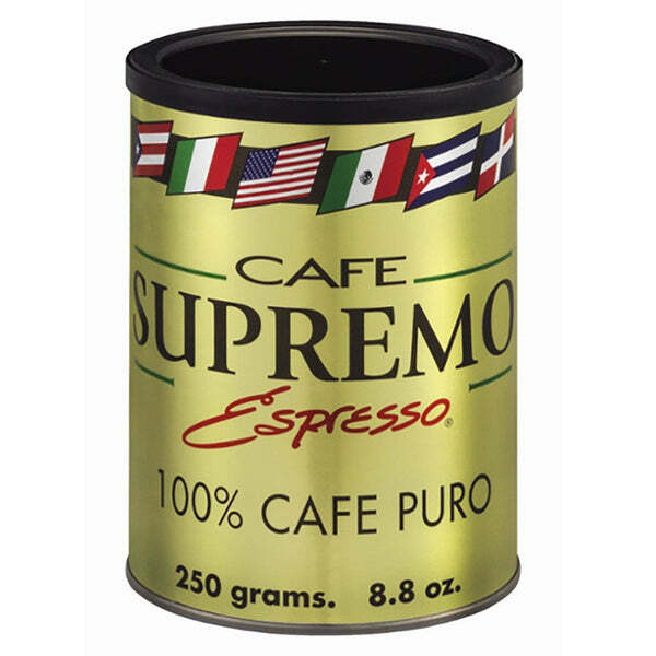 2 Pack – Cafe Supremo 100% Espresso Coffee, Dark Roast Latin Flavor – 8.8oz Cans
