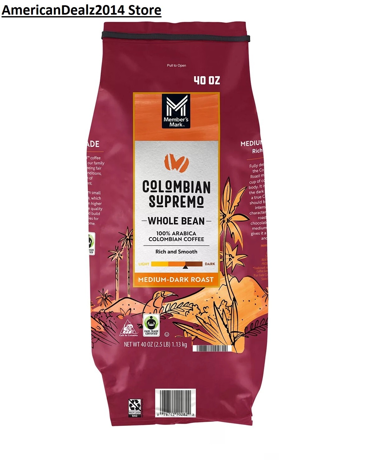 Member’s Mark Colombian Supremo Whole Bean Coffee (40 oz.) FREE SHIPPING.