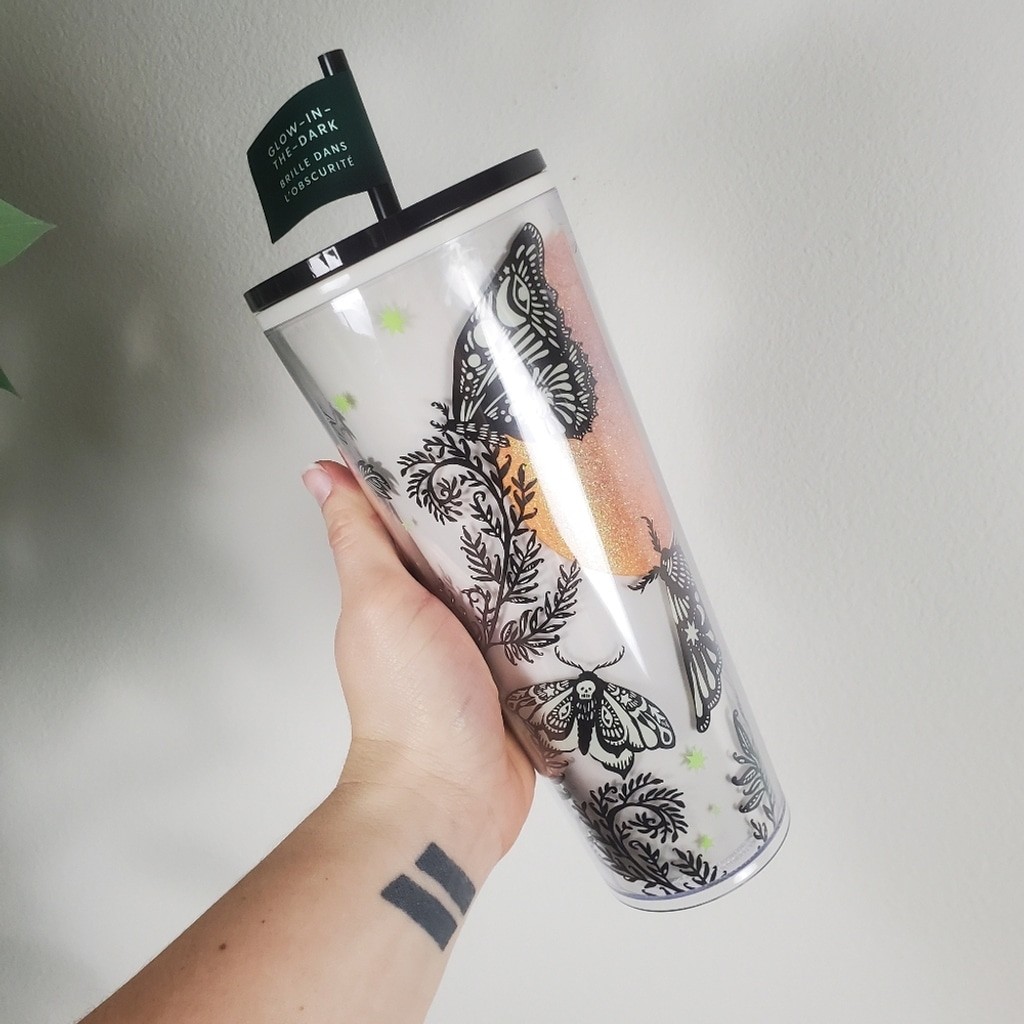 🦋🌕Starbucks 2025 Fall Halloween Glow in the Dark Night Moth Cold Cup Tumbler