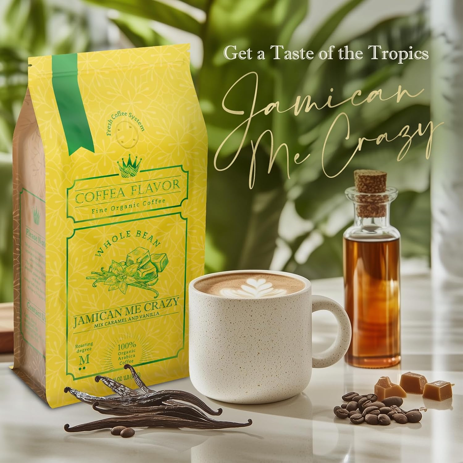 Jamaican Me Crazy Whole Bean Coffee – 100% Arabica, Single Origin, Medium Roast,