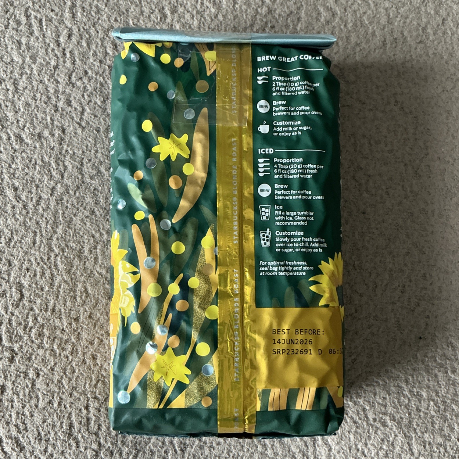 Starbucks Sunsera Blend Whole Bean Coffee Blonde Roast Citrus Almond 12 oz