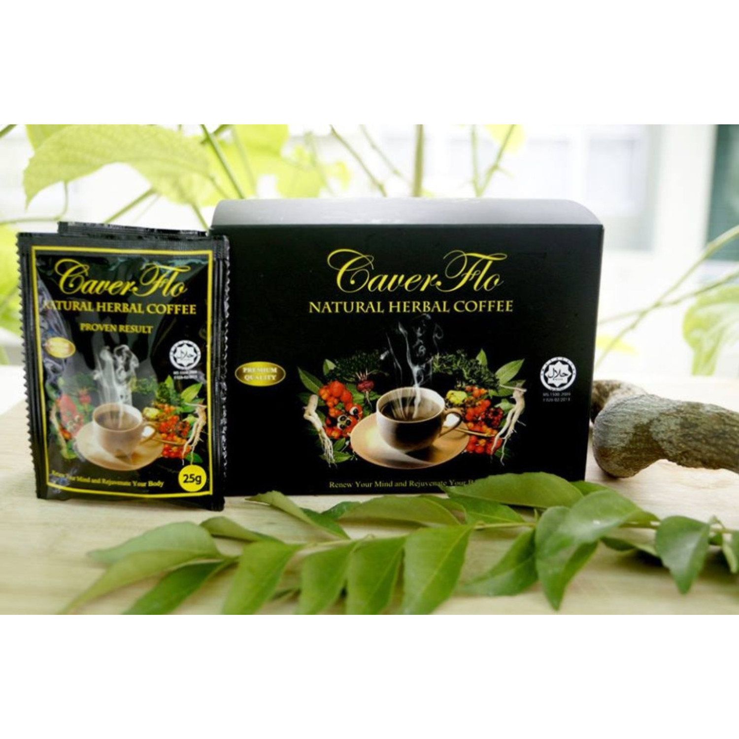 CaverFlo Natural Herbal Instant Coffee for Men Stamina 1 Box EXP 07/27 Free Ship