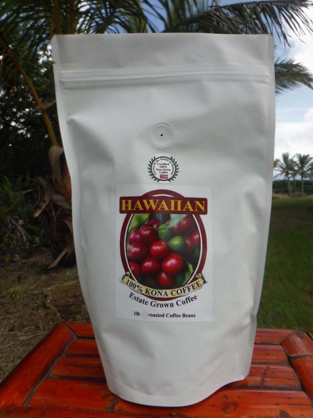 Hawaiian Certified 100 % pure Kona coffee 1 lbs ROASTED whole bean