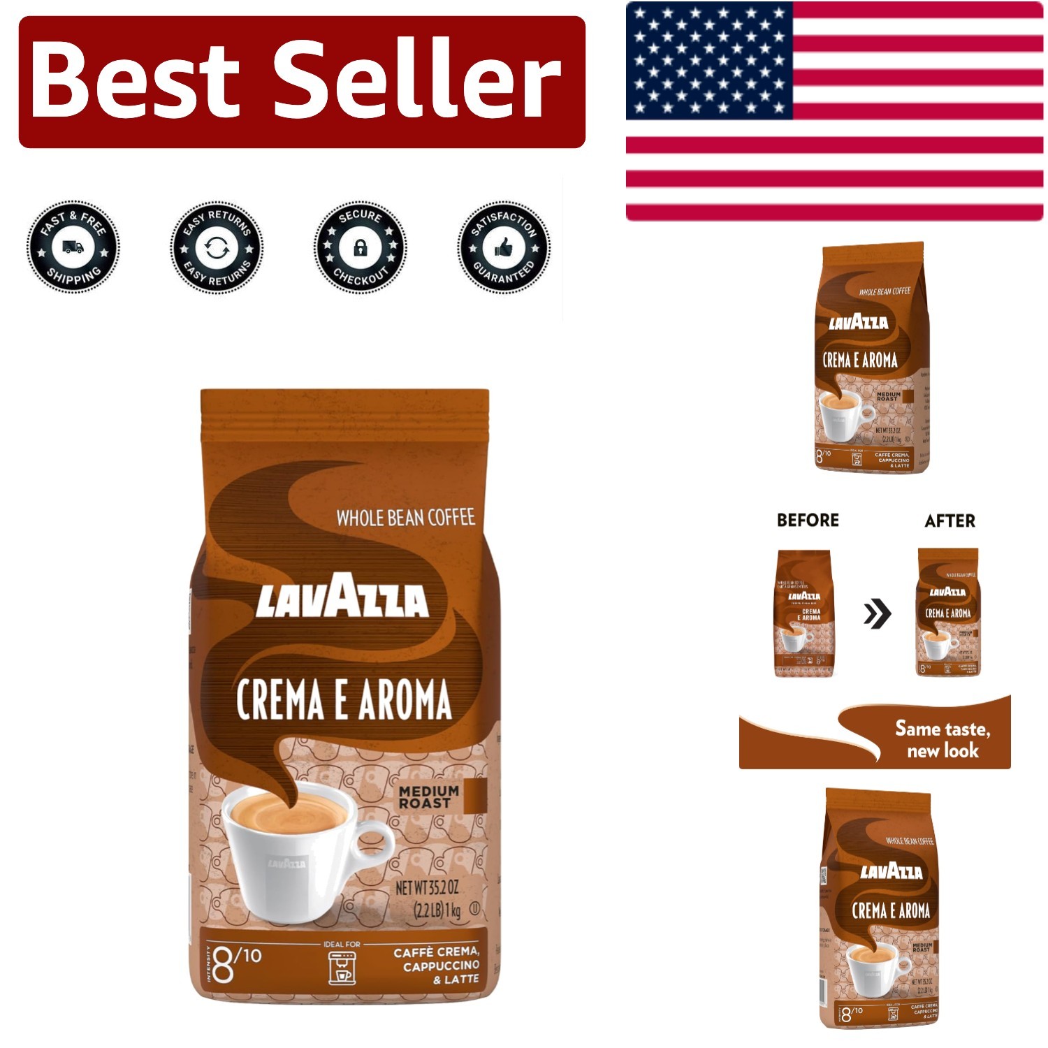 Sourced Global Crema E Aroma Coffee – 2.2 lb Whole Beans with Earthy Flavors