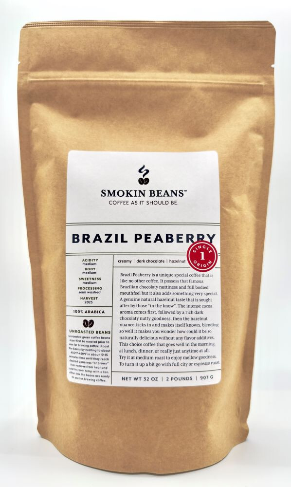 2lb/40lb – Brazil Peaberry – Specialty Grade – Unroasted Green Coffee Beans