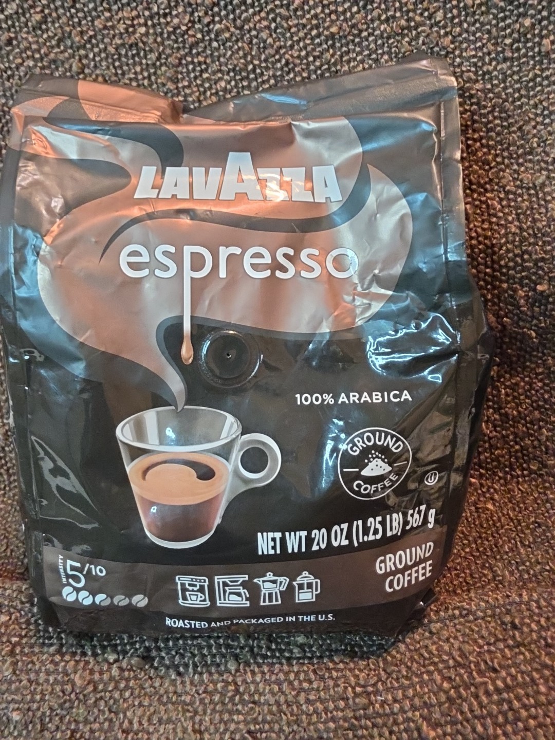 Lavazza Espresso 5/10 Intensity Whole Bean Coffee-1.25 lbs. BB-09/27 (E6)