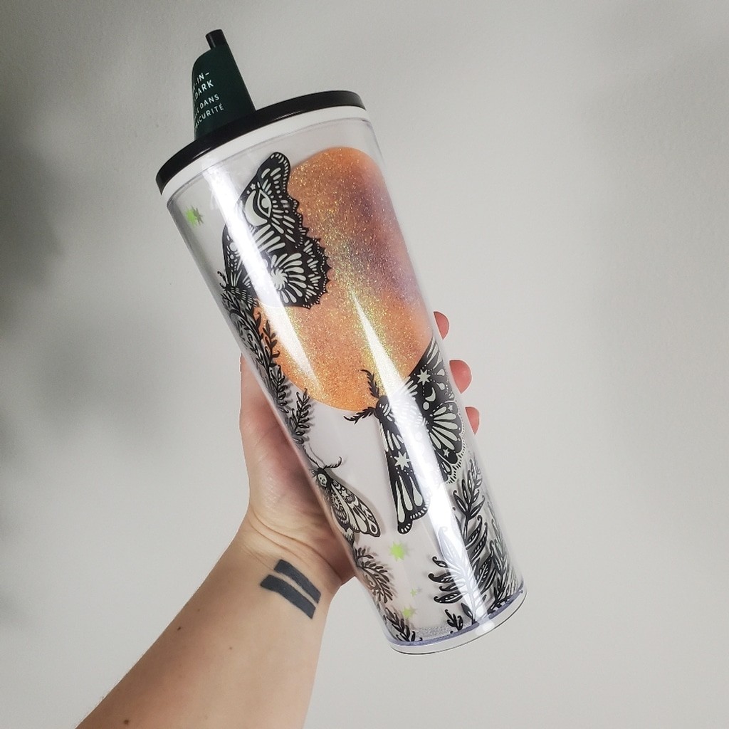 🦋🌕Starbucks 2025 Fall Halloween Glow in the Dark Night Moth Cold Cup Tumbler