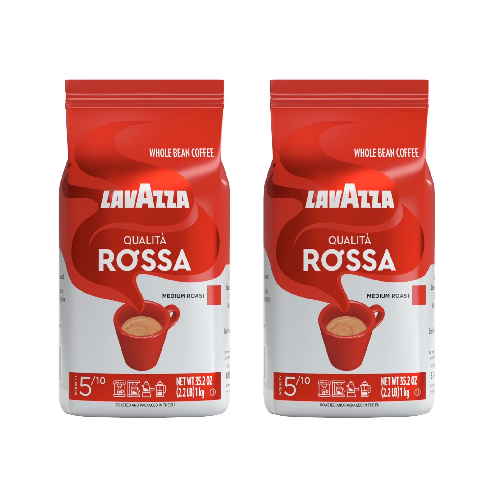 Lavazza Qualità Rossa Whole Bean Coffee, 2.2 lb Bag ( 2 pack, 3 pack)