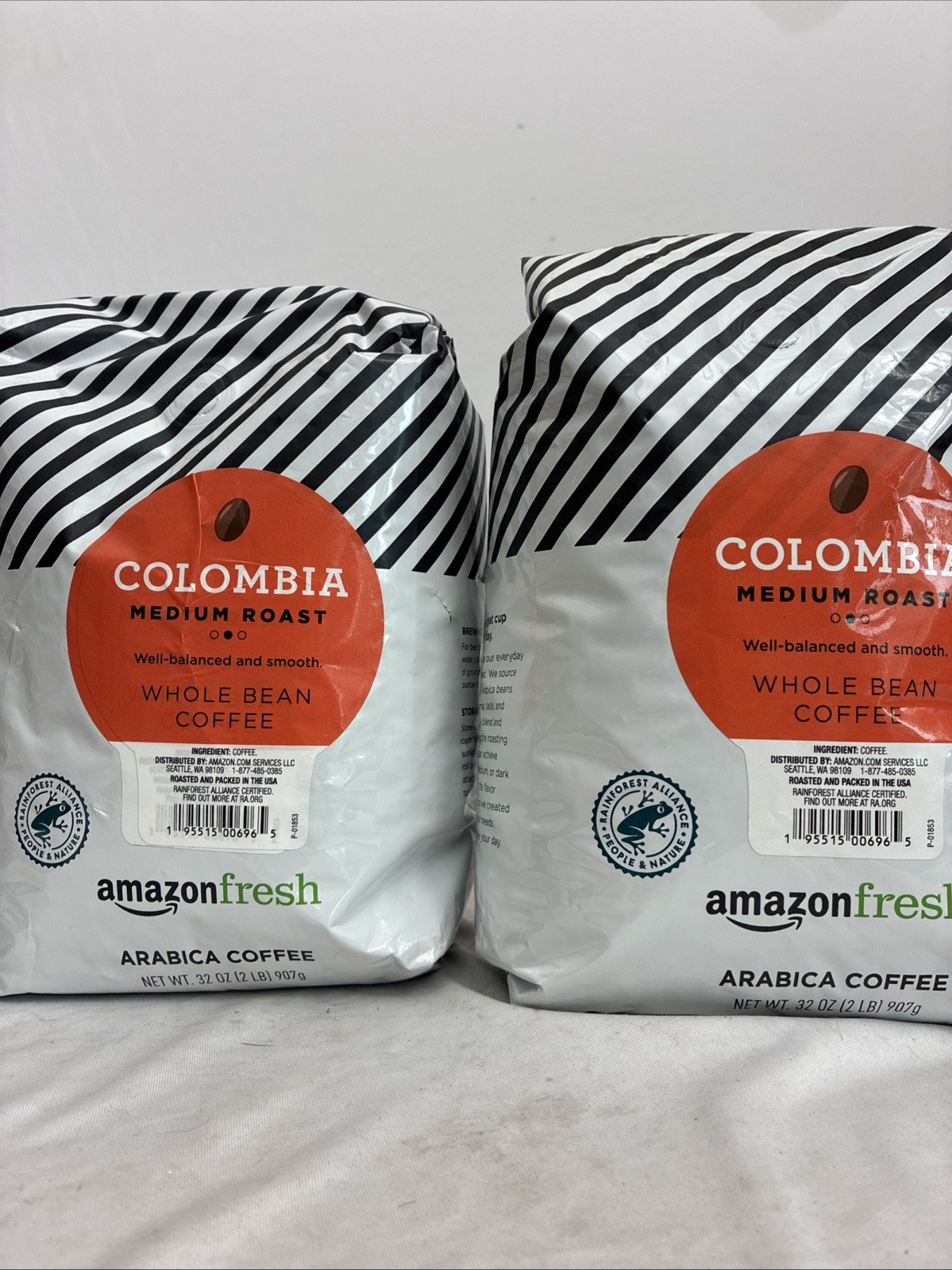 Amazon Fresh 2 Pack Colombia Whole Bean Coffee Medium Roast 32 Oz Each 4LB Total