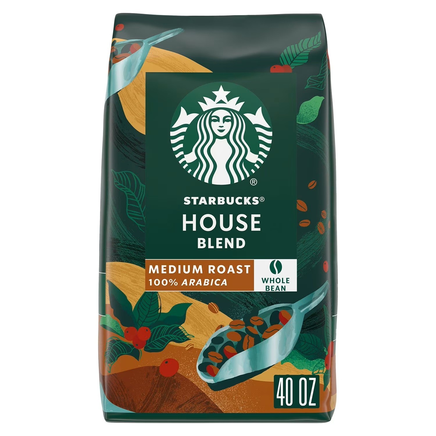 Starbucks House Blend Medium Roast Whole Bean Coffee, 40 oz Free Shipping