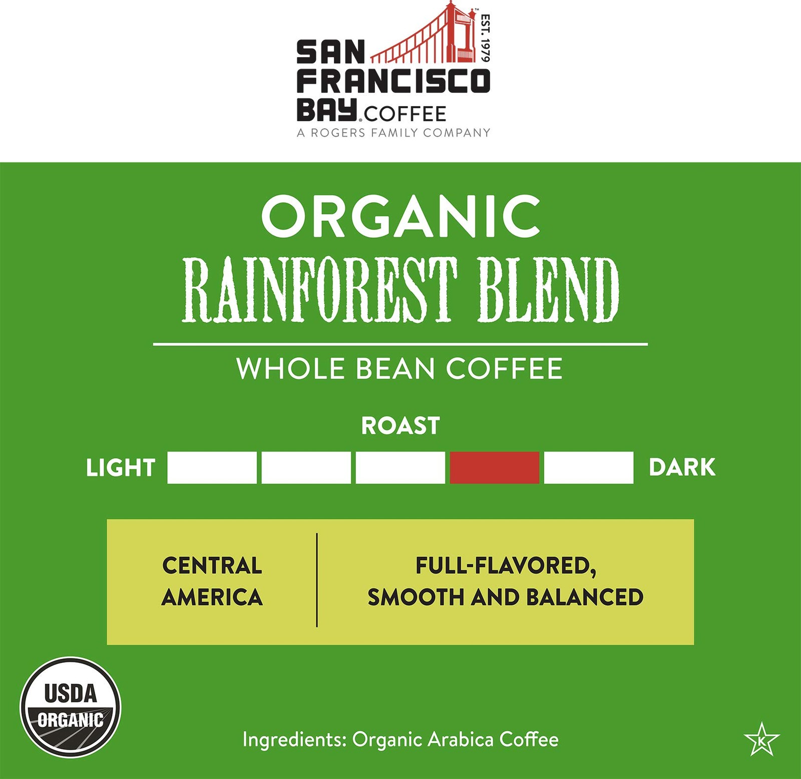San Francisco Bay Whole Bean Coffee – Organic Rainforest Blend (2lb Bag), Med…
