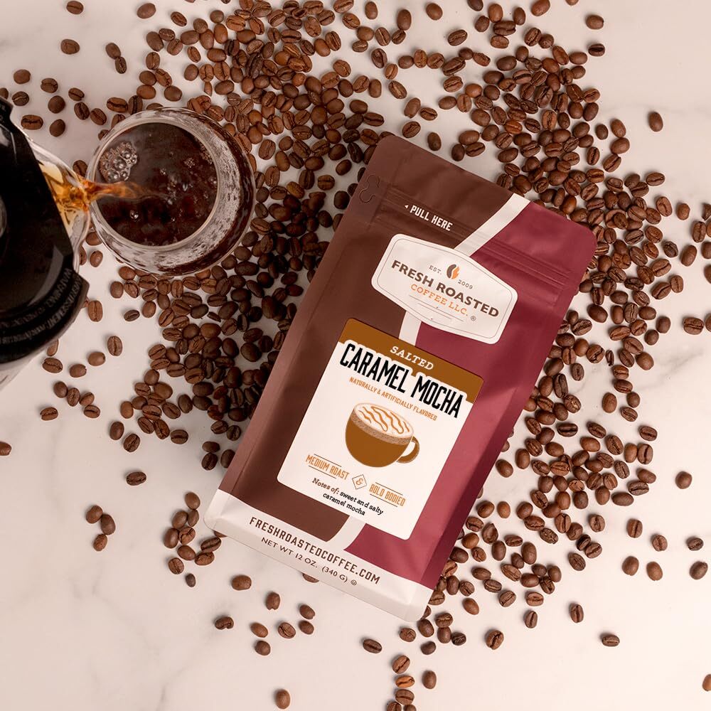 Salted Caramel Mocha Flavored Coffee 12 oz Medium Roast Kosher Whole Bean