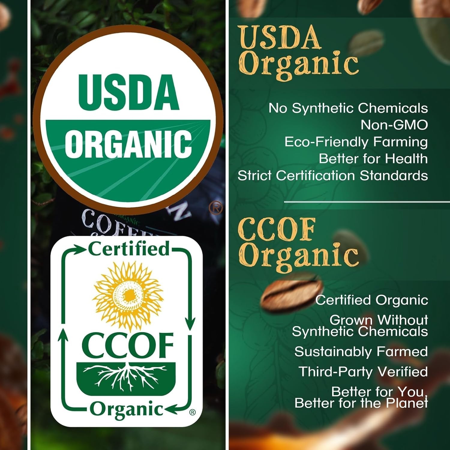 Sustainable Organic Mocha Java Medium Roast Whole Bean Coffee (2 Bags)