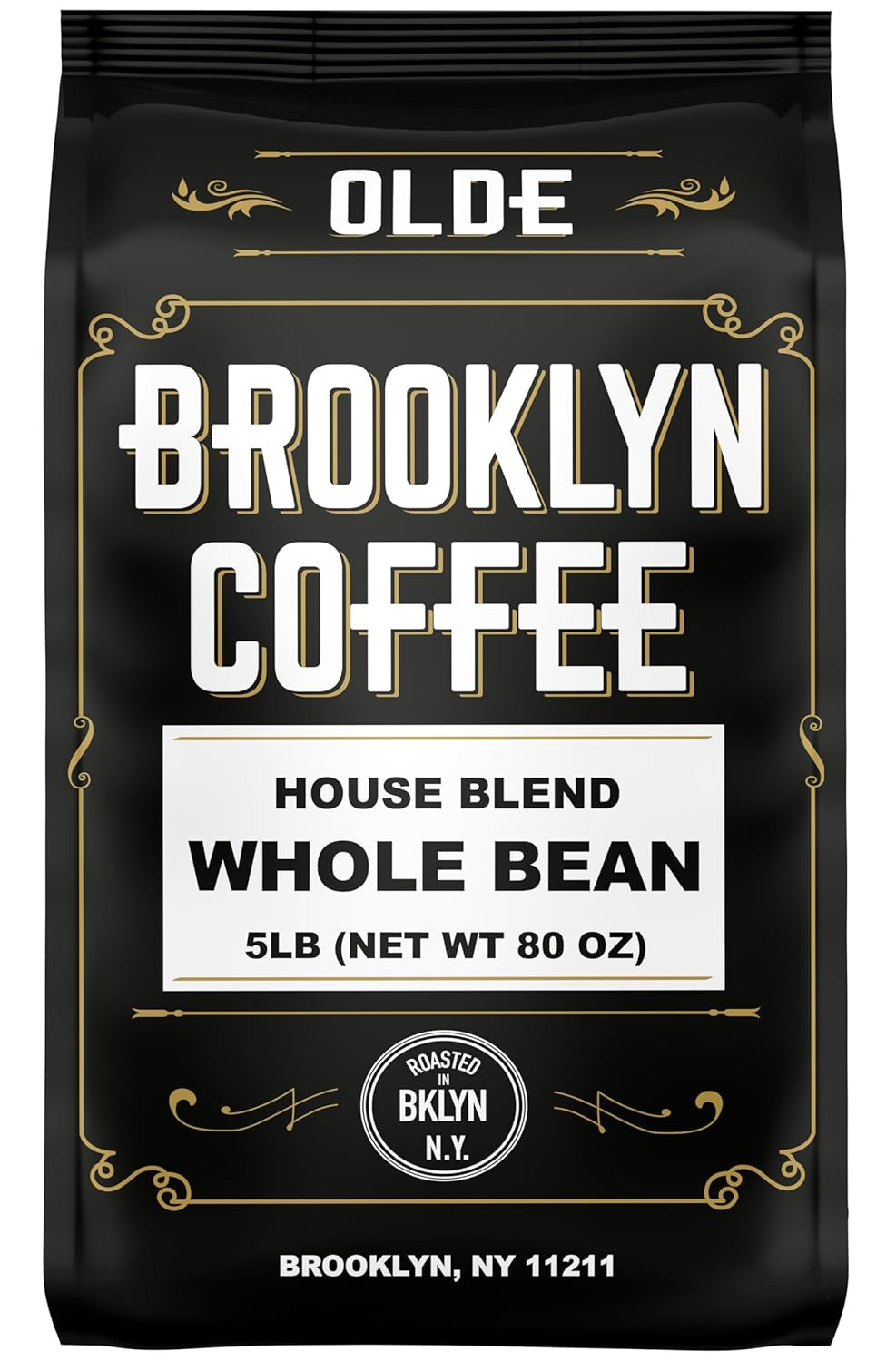 Brooklyn Coffee House Blend Medium Roast Whole Beans – Freshly Roasted 5Lb