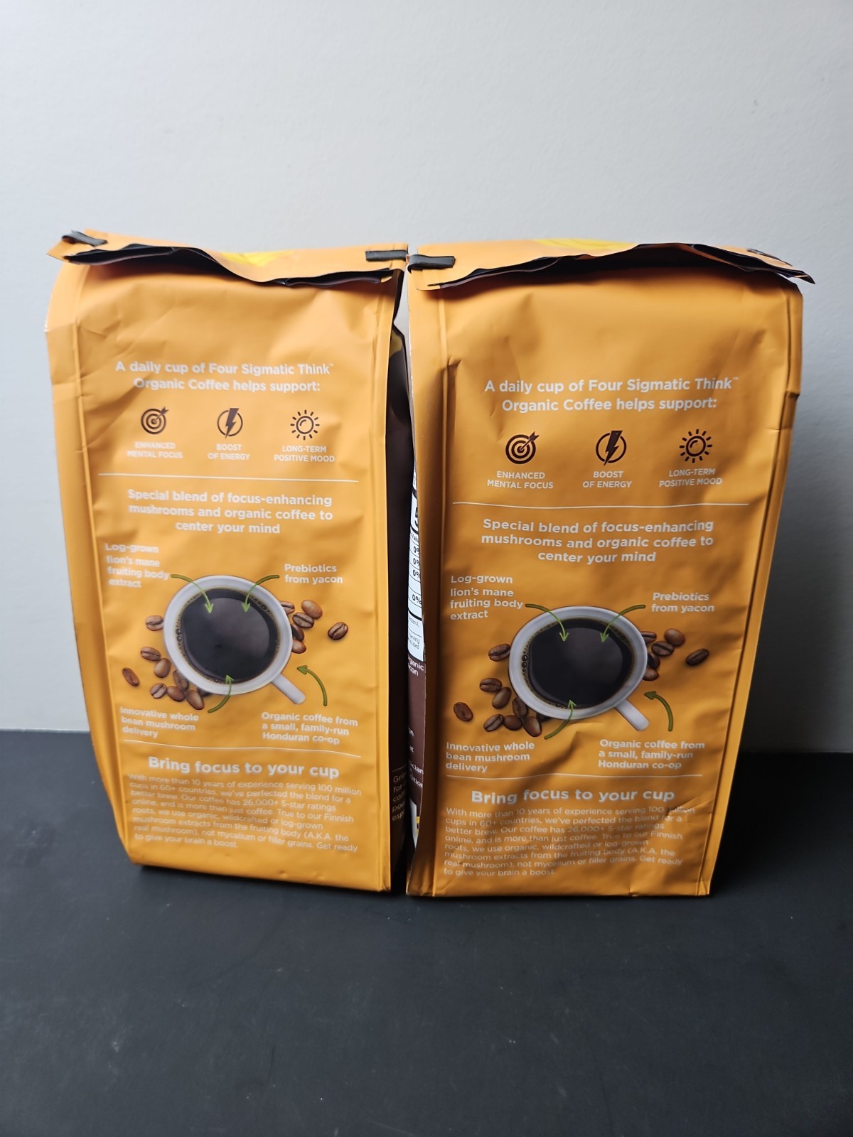 New Four Sigmatic “Think” Organic WHOLE BEAN Coffee Lion Mane Mushroom 2BAGS