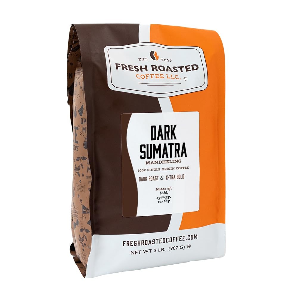 Fresh Roasted Coffee, Dark Sumatra Mandheling, 2 lb (32 oz), Dark Roast, Kosher,