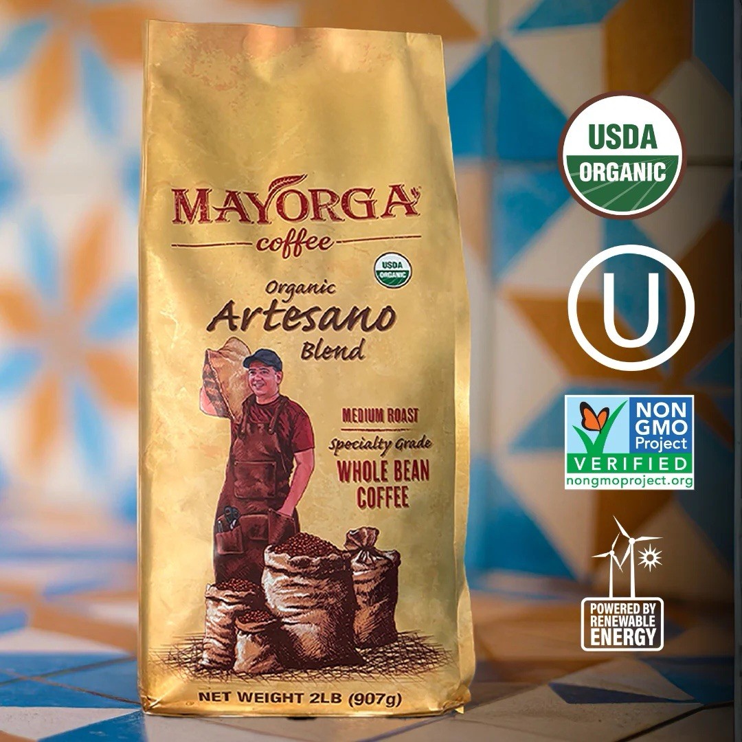 Mayorga Organic Coffee Artesano Blend Medium Specialty Grade Whole Bean 2 LB