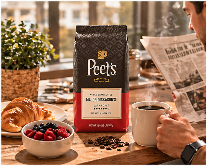 2lb Peet’s Coffee Dark Roast Whole Bean. Major Dickason’s Blend 32oz