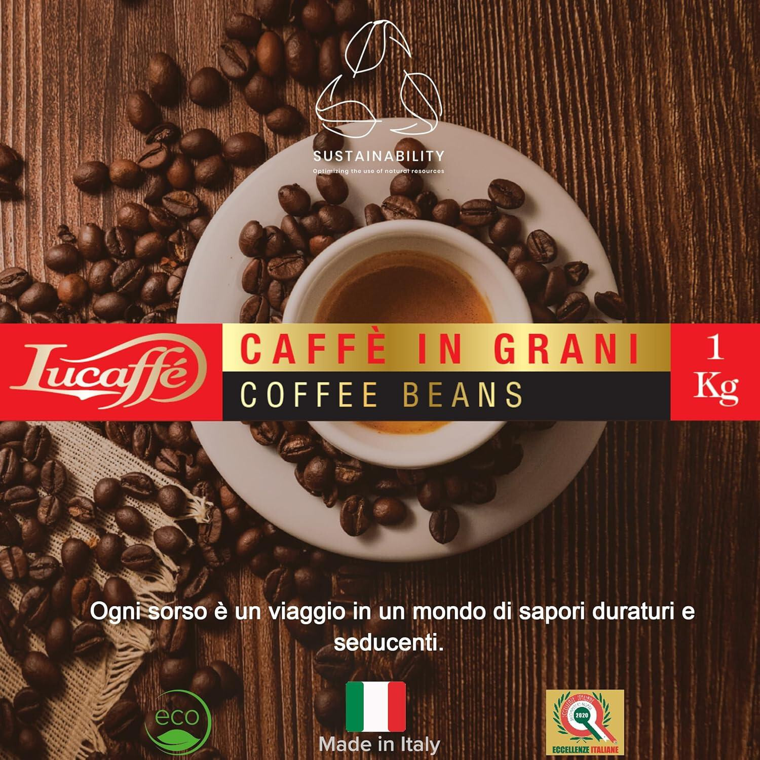 Lucaffé Espresso Bar Coffee Beans – 1 kg Bag Imported from Italy