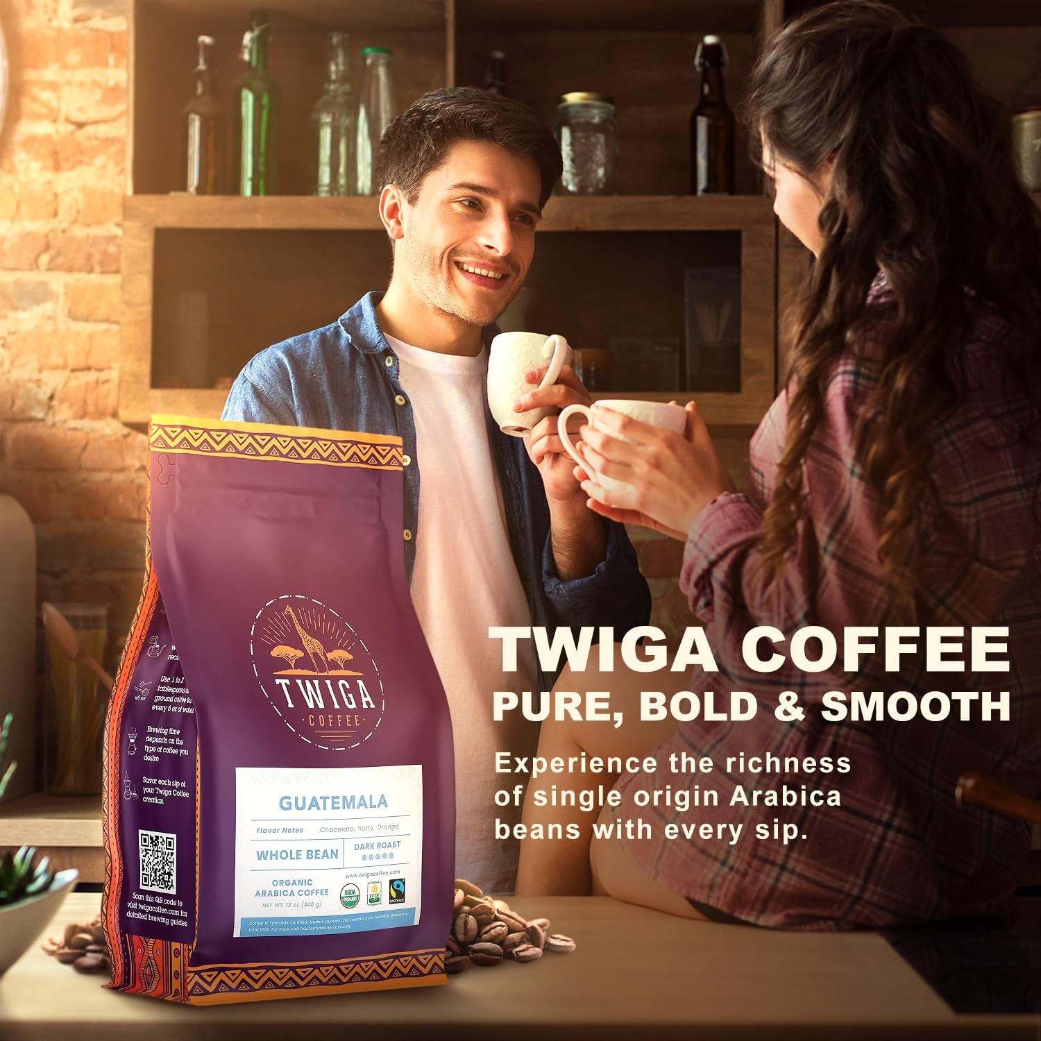 Guatemalan Premium Dark Roast Arabica Single Origin Whole Bean Coffee 12 Oz