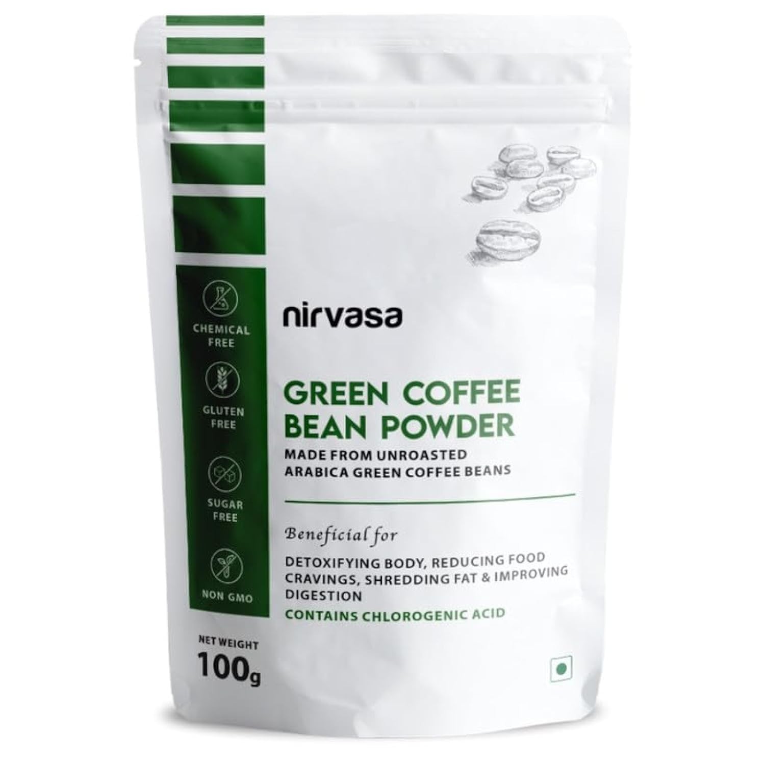 Neuherbs Unroasted Arabica Green Coffee Beans Powder With Chlorogenic Acid -100g