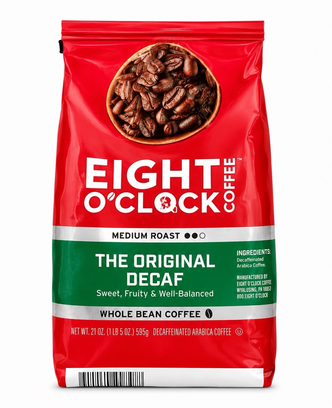 Eight O’Clock Coffee The Original Decaf Medium Roast Whole Bean Coffee 595g
