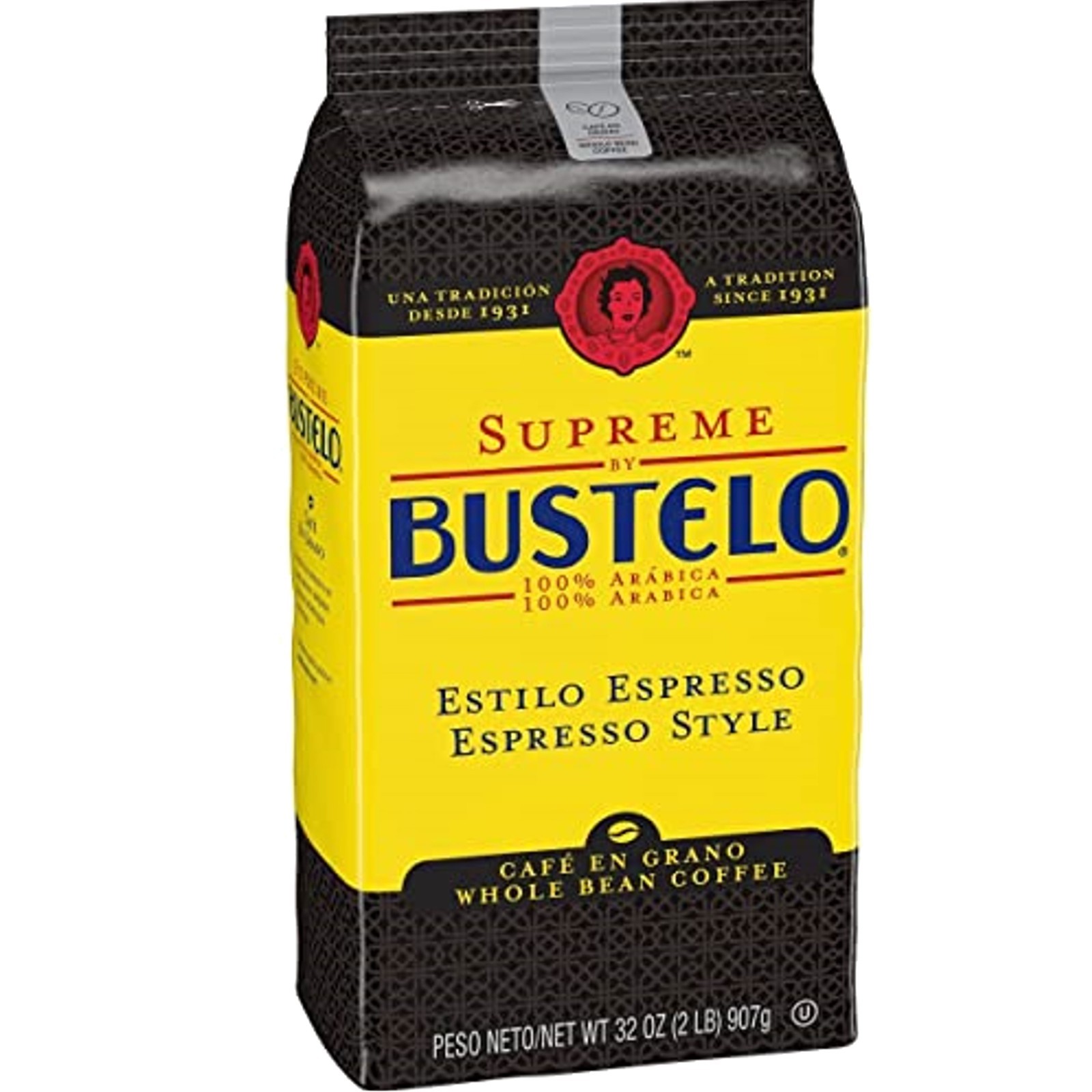 Supreme By Bustelo Espresso Style Dark Roast 100% Arabica Coffee Beans 32oz-2lb
