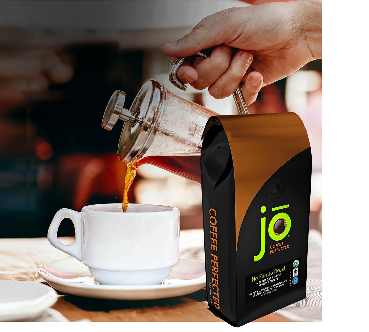 NO FUN JO DECAF: 12 Oz, Organic Decaf Ground Coffee, Swiss Water Process, Fai…