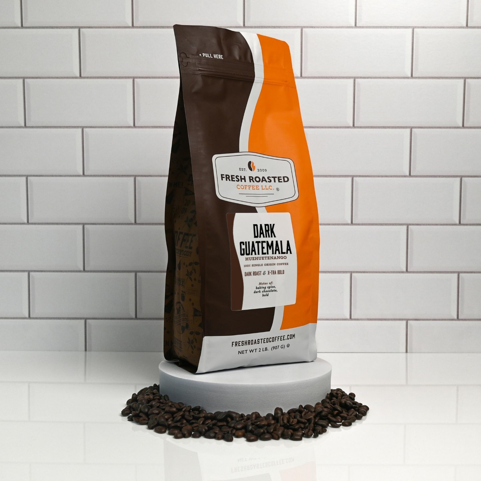 Dark Guatemala Huehuetenango Whole Bean Coffee – Fresh Roasted, Dark Roast, 2 lb