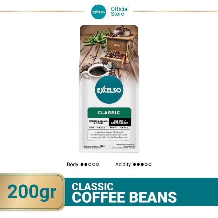 Excelso Classic Whole Bean Coffee 200g | Arabica Beans | Citrus &Caramel