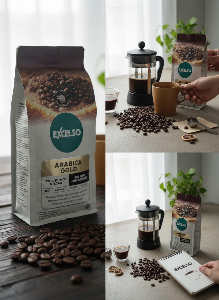 Excelso Arabica Gold Coffee Beans 200g– Ideal for V60, French Press & Drip Coffe