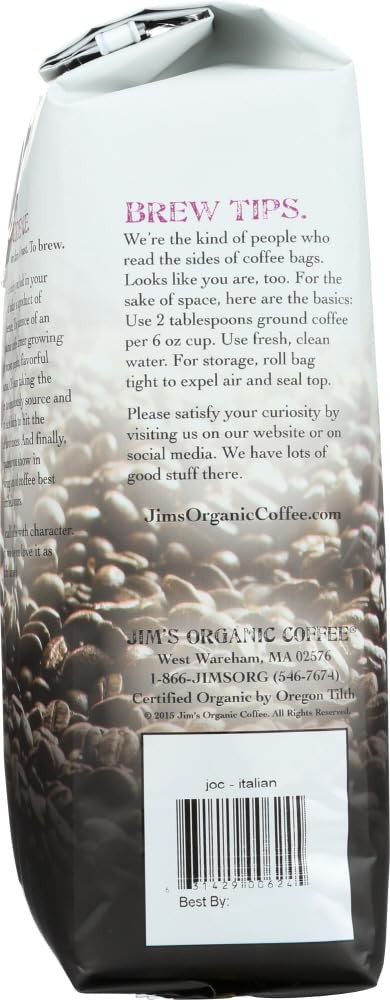 (Pack of 6) Jim’s Organic Coffee Whole Bean Sweet Love Organic Coffee 11 Oz