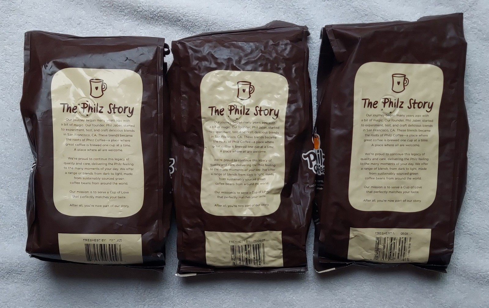 PHILZ TESORA Coffee Lot of 3 (12oz) Whole Bean Sealed Caramel Chocolate Nuts