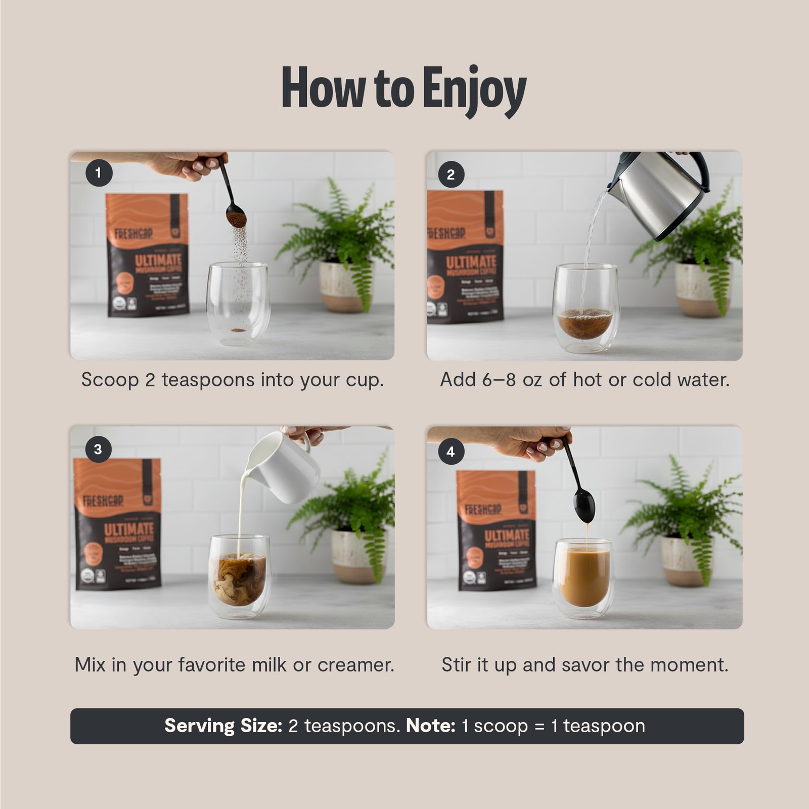 Premium Organic Mushroom Coffee – 12:1 Fruiting 15 Servings,