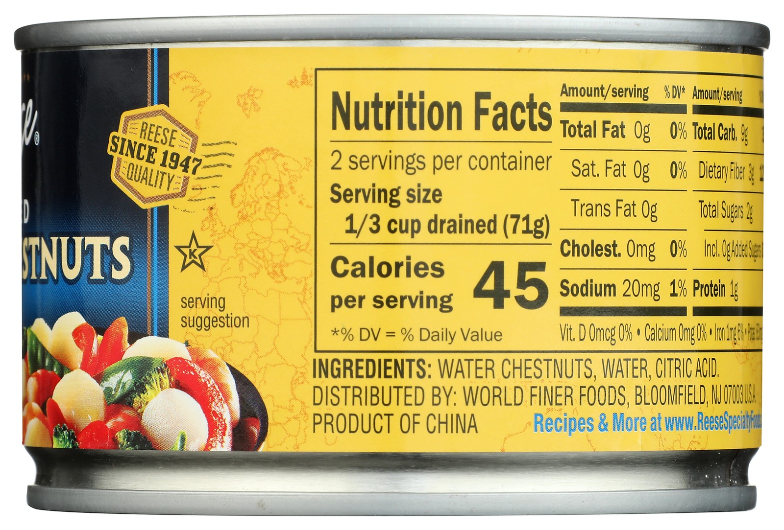 8 Oz Reese Sliced Water Chestnuts 24 Pack