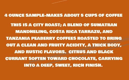 4 Oz. Coffee Beans, Local to Ohio, Whole bean or ground, May Edition