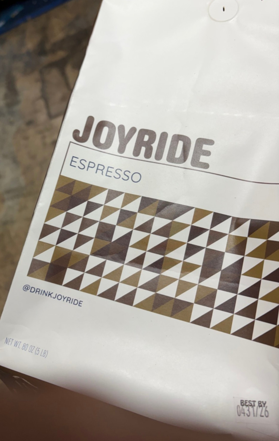JoyRide Espresso Whole Bean Coffee 5lbs BB 4/31/2026 Bold Dark Roast java