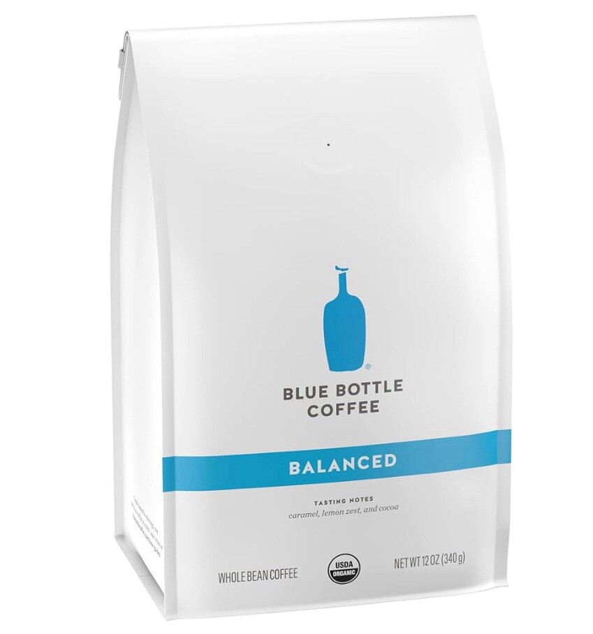 Blue Bottle Whole Bean Organic Coffee, Balanced, Medium Roast, 12 Ounce bag Pack