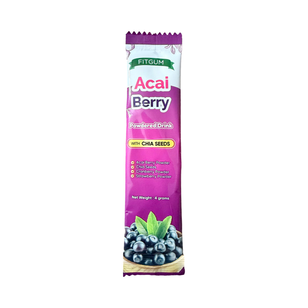 2 Fitgum Acai Berry Powdered Drink w/ Chia Seeds | Acai, Strawberry & Cranberry