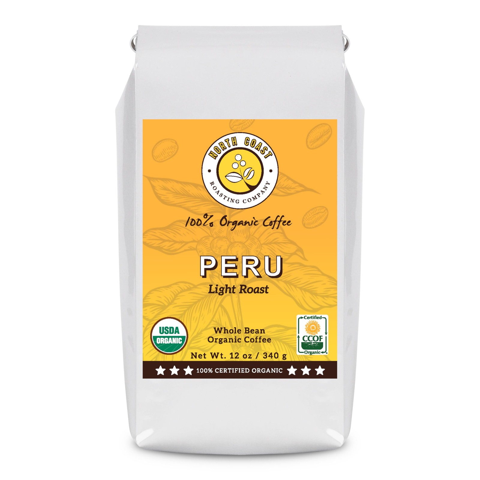 , Light Roast, Organic Coffee, Whole Bean, Single Origin – Peru, Certified, O…