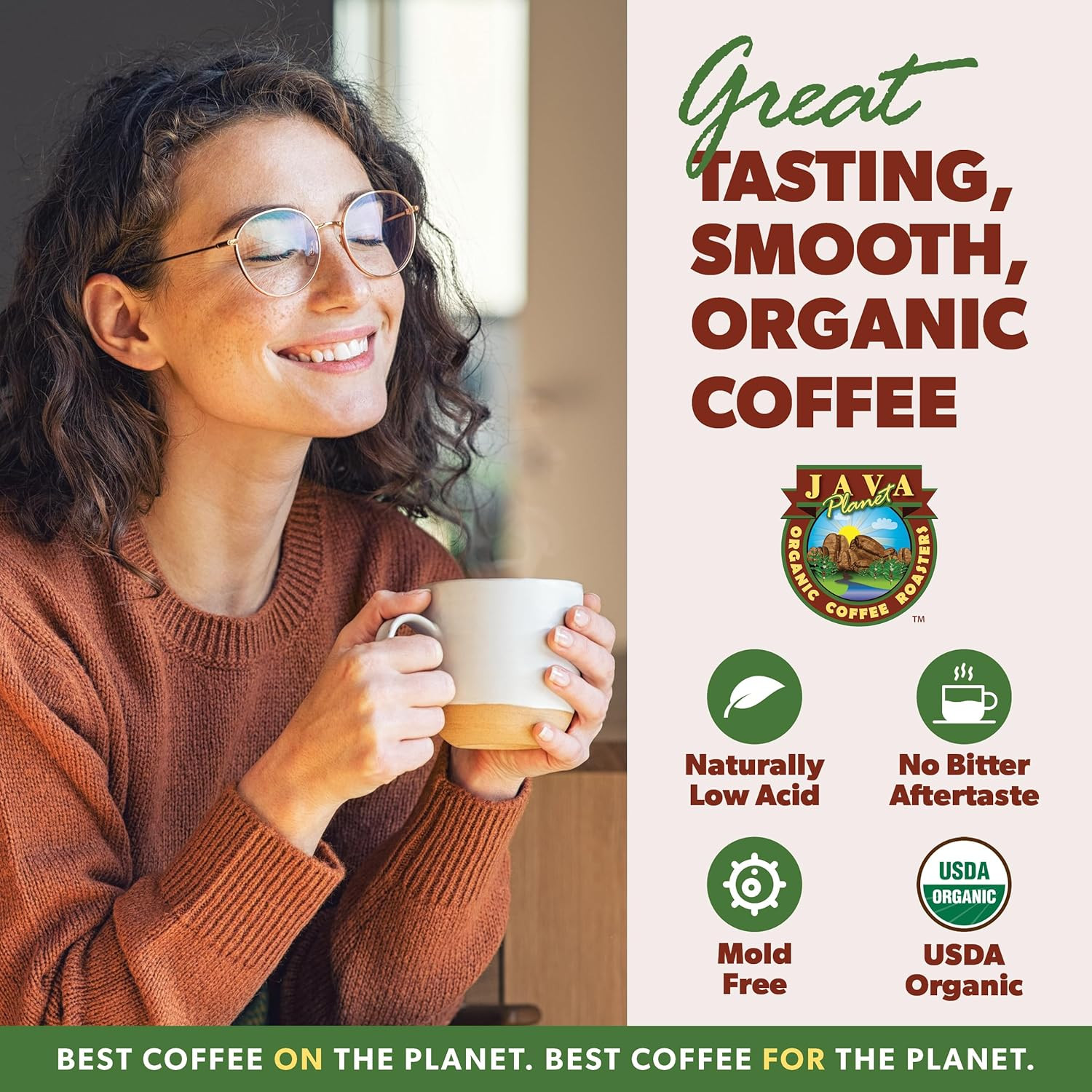 Java Planet Low Acid Coffee Organic Colombian Single Origin Whole Bean