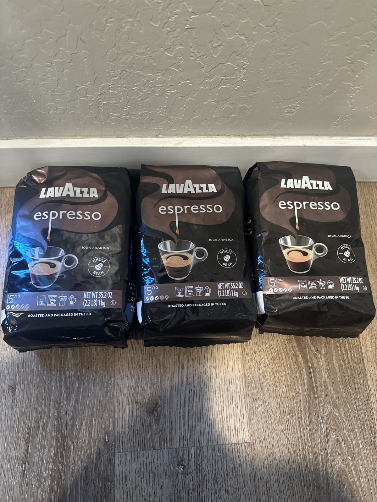 Lavazza Espresso Whole Bean Coffee Medium Roast 100% Arabica 2.2 lb Bag 3 Pack