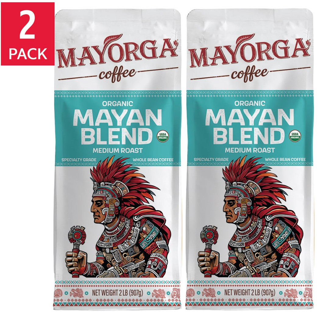 Mayorga Organic Mayan Blend USDA Medium Roast Whole Bean Coffee 2pk Total 4 LB